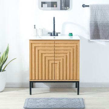 Rowan Geometric Modern Transitional 2-Shelf Bath Vanity Cabinet Only (Sink Basin Not Included)